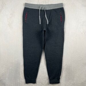 Burlebo Joggers Mens XL Gray Fleece Buffalo Plaid Pockets Drawstring Sweatpants